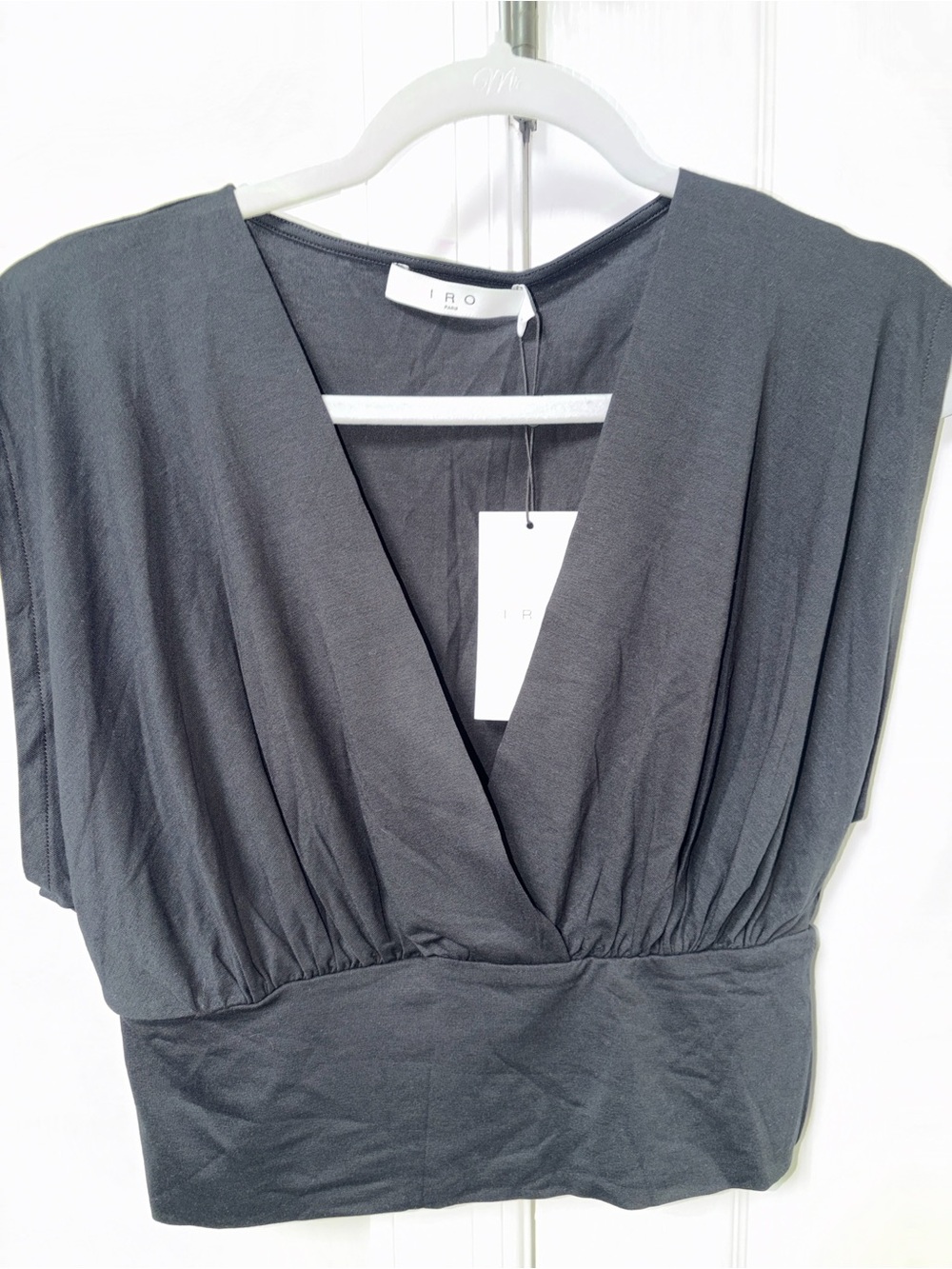 IRO Black Draped V-Neck Blouse